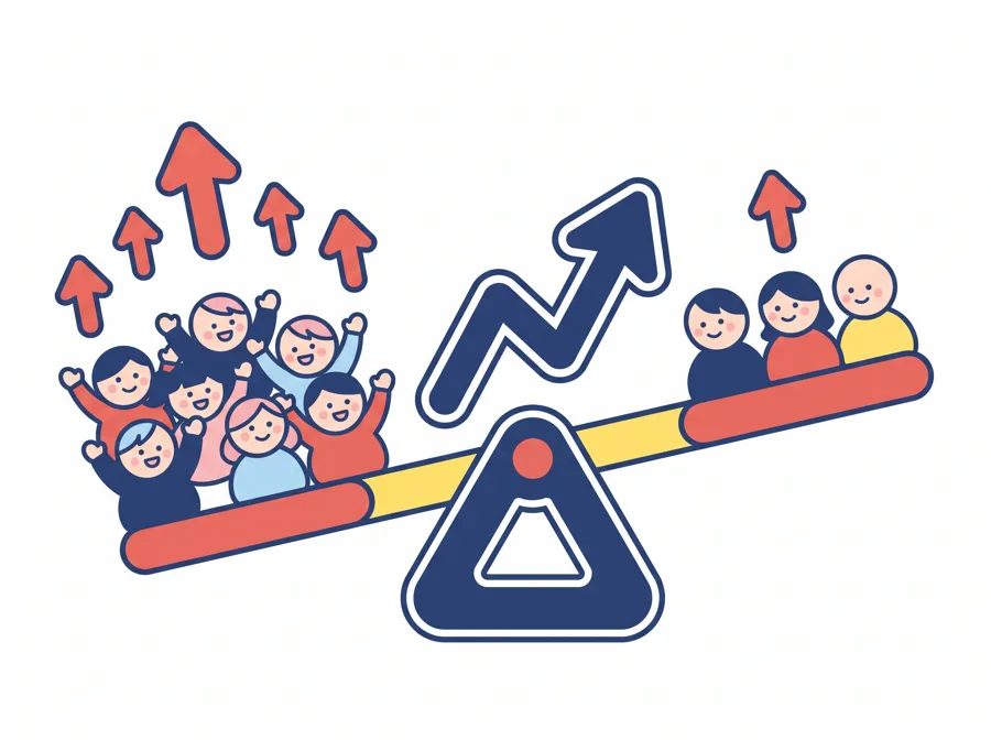 買いたい人と売りたい人のシーソーのイラスト