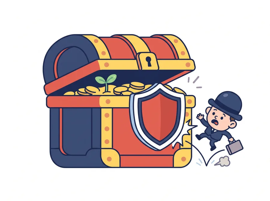 税金から守られた宝箱のイラスト